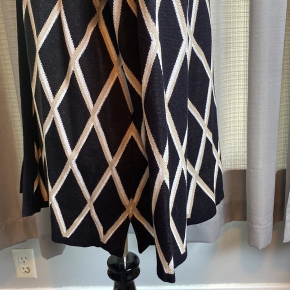 Croft & Barrow Cardigan Sweater Black Beige White Diamond Pattern sz PXL NWT - Picture 3 of 7